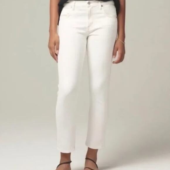 NWT Citizens of Humanity Ella in Moonglow White Slim Crop Stretch Jeans Size 34 - Picture 1 of 11